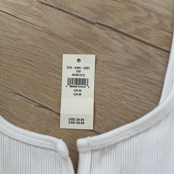 Aerie Notch Neck Cropped Tank Top White - Picture 5 of 7